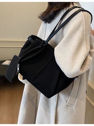 Vintage Matte Wildlederoptik Große Einkaufstasche Für Damen Vielseitige Schultertasche Mit Passender Kleiner Tasche