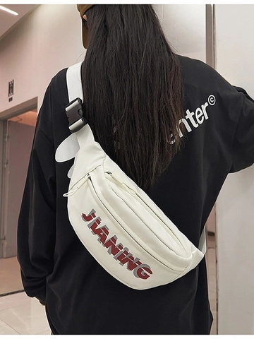 Bolso de Pecho de Nailon Casual Estampado de Letras Riñonera Bolso Bandolera Deportivo Para Hombres Mujeres Moda Callejera