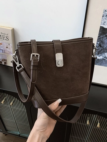 Vintage Wildleder-Optik PU-Leder Eimerbeutel Für Damen Leopardenmuster Spleißen Umhängetasche Verstellbarer Schultergurt Handtasche