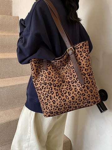 Borsa Tote da Donna con Stampa Leopardata alla Moda Borsa a Tracolla in Pelle PU di Grande Capacità Borsa a Mano Casual per Ufficio