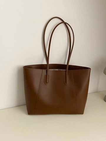Bolso Tote de Gran Capacidad para Mujer Bolso de Hombro Minimalista de Cuero PU para Oficina Escuela Versátil Bolso de Color Sólido