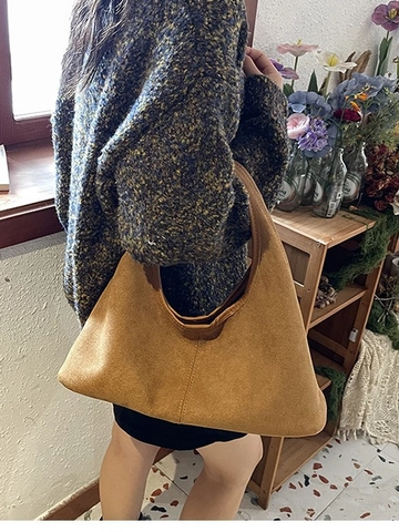 Borsa a Tracolla Hobo da Donna in PU Scamosciato Opaco Grande Capacità Minimalista Vintage Pendolare Sottoascellare per Donna
