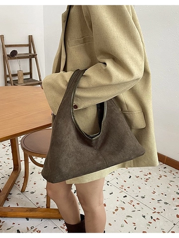 Borsa a Tracolla Hobo da Donna in PU Scamosciato Opaco Grande Capacità Minimalista Vintage Pendolare Sottoascellare per Donna