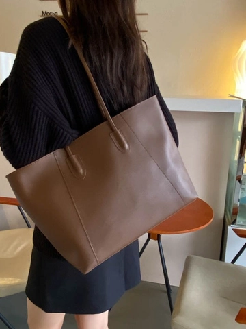 Women Large Capacity PU Leather Tote Bag Minimalist Casual Shoulder Shopping Bag Commuter Solid Color Fashion Handbag