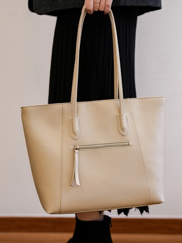 Bolso Tote de Mujer Gran Capacidad de Cuero PU Minimalista Conmutador Bolso de Hombro Cremallera Trabajo Compras Diario