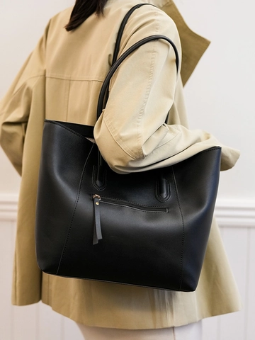Bolso Tote de Mujer Gran Capacidad de Cuero PU Minimalista Conmutador Bolso de Hombro Cremallera Trabajo Compras Diario