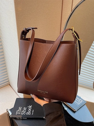 Sac Seau Minimaliste en Cuir PU pour Femmes Lettres en Feuille d'Or Fashion Bag NEW YORK Sac à Bandoulière Rétro pour Trajet Quotidien