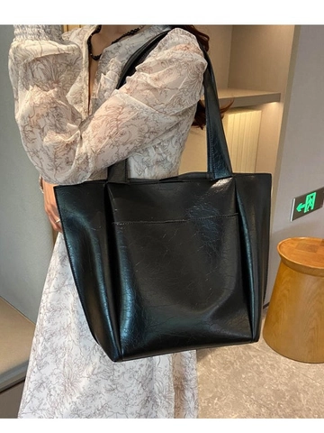 Women Large Capacity PU Leather Tote Bag Minimalist Fashion Commuter Shoulder Bag High Quality Handbag With Portable Pocket