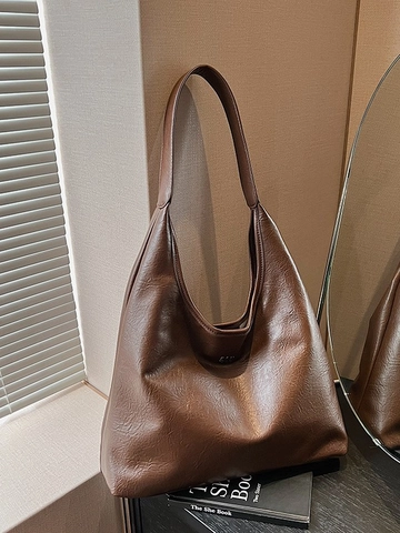 Vintage Große Kapazität PU Leder Umhängetasche Für Damen Weiche Hobo Shopper Retro Minimalistisch Pendler Täglich Handtasche
