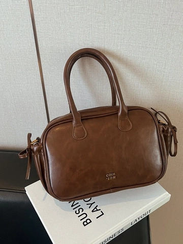 Vintage PU Leder Kleine Quadratische Tasche Damen Retro Boston Handtasche Umhängetasche Vielseitig Alltag Büro Taschen