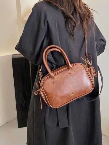 Vintage PU Leder Kleine Quadratische Tasche Damen Retro Boston Handtasche Umhängetasche Vielseitig Alltag Büro Taschen