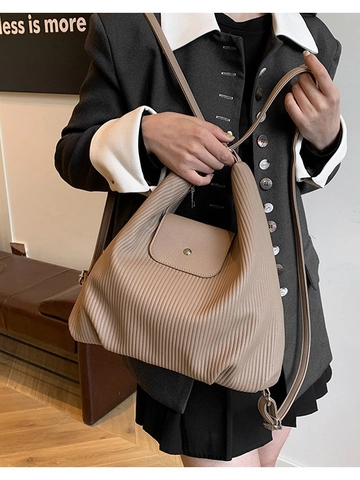 Mochila Retro de Gran Capacidad para Mujer Bolso de Hombro de Cuero PU Plisado Bolso de Mano Versátil Elegante Moda Viaje Daypack