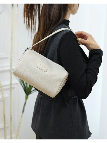 Borsa a Tracolla a Cilindro in Pelle PU a Grana Litchi da Donna Moda Minimalista Piccola Borsa a Spalla per l'Uso Quotidiano