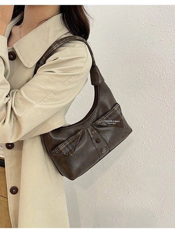 Dames Retro PU Leer Onderarm Tas Trendy Luipaard Raster Print Schoudertas Met Knop Decoratie Kleine Vierkante Hobo Tas