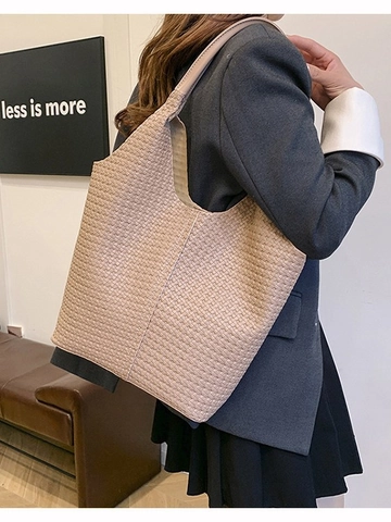 Bolso Tote de Cuero PU Trenzado para Mujer Gran Capacidad Bolso de Hombro Casual Moda Color Sólido Bolso de Compras