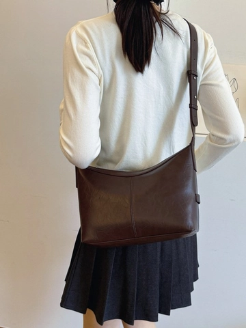 Bolso Hobo de Cuero PU Vintage para Mujer Gran Capacidad Bolso de Hombro de Axila Con Correa Ajustable Urban Daily Purse