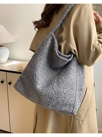 Große Kapazität Wollen Plüsch Schultertasche Und Beutel Koreanischer Minimalist Winter Tragetasche Damen Täglich Pendeln Accessoire