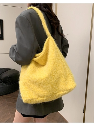 Große Kapazität Wollen Plüsch Schultertasche Und Beutel Koreanischer Minimalist Winter Tragetasche Damen Täglich Pendeln Accessoire