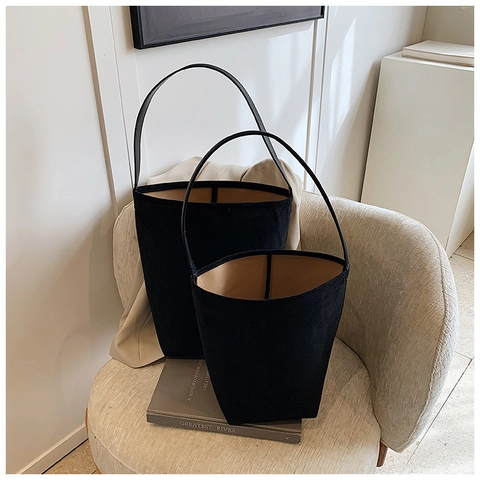 Minimalistische Schultertasche Aus Mattiertem PU Für Damen Große Kapazität Tote Bucket Bag 2024 Herbstmode Urbane Handtasche
