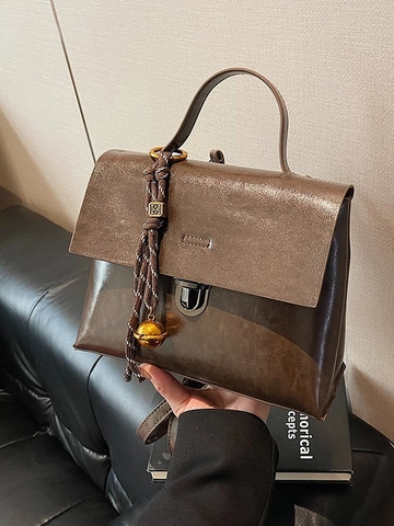 Women Vintage PU Leather Multi-way Carry Backpack Fashion Flip Cover Handbag With Braided Charm Niche Retro Shoulder Bag