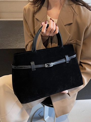 Frosted Vintage Large Capacity Tote Bag For Women Casual Commute Handbag Solid Color Elegant PU Leather Bag
