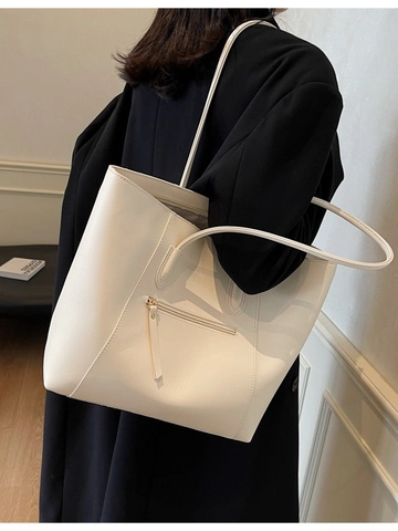 Bolso Tote de Cuero Sintético Vintage de Gran Capacidad para Mujer Color Sólido Casual Bolso de Hombro Oficina Trabajo