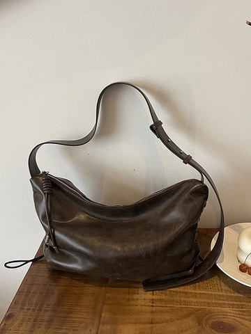 Damen Vintage PU Leder Tasche Große Kapazität Hobo Bag Umhängetasche Mit Verstellbarem Riemen Für Den Täglichen Weg