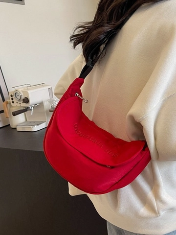 Damen Segeltuch Dumpling Umhängetasche Leicht Große Kapazität Stickerei Buchstabe Hobo Schultertasche Lässige Kuriertasche