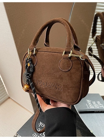 Bolso Bandolera de Cuero PU Esmerilado Vintage Para Mujer Bolso de Mano Retro Con Grabado de Letras Diseño de Nicho Bolso de Hombro