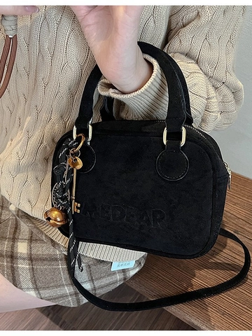 Bolso Bandolera de Cuero PU Esmerilado Vintage Para Mujer Bolso de Mano Retro Con Grabado de Letras Diseño de Nicho Bolso de Hombro