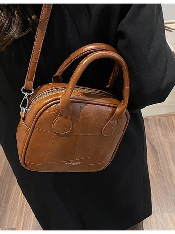 Bolso Bandolera de Cuero PU Vintage para Mujer Costuras Minimalistas Bolso Cuadrado Pequeño Con Correa Ajustable Diario