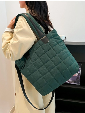 Borsa Tote in Nylon Trapuntato da Donna Grande Capacità Borsa a Tracolla alla Moda Pendolarismo con Cinturino Regolabile