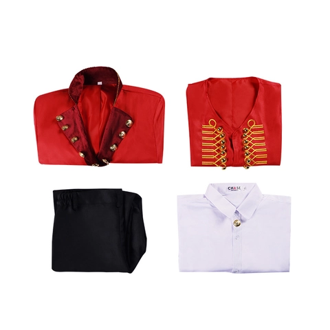 Costume da Esibizione per Domatore di Circo da Uomo Giacca a Coda di Rondine Gilet Camicia Pantaloni per Halloween Carnevale