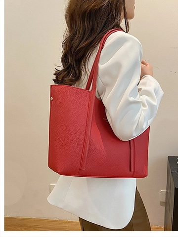 Bolso Tote de Gran Capacidad para Mujer Cuero PU Granulado Bolso de Hombro Estilo Vintage Maillard Bolso de Mano