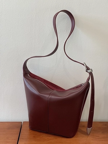 Sac Bandoulière en Cuir PU Givré Rétro pour Femmes Texture Daim Minimaliste Sac Seau avec Bandoulière Réglable