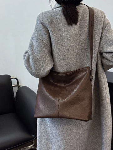 Bolso Tote de Gran Capacidad para Mujer de Cuero PU Retro Bolso de Hombro Hobo Simple Color Sólido Plisado Handbag para Oficina