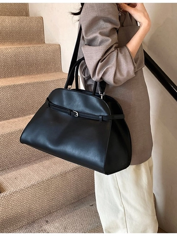 Große Kapazität Tote Bag PU Leder Metallschnalle Dekor Pendler Handtasche Für Damen Vintage Umhängetasche
