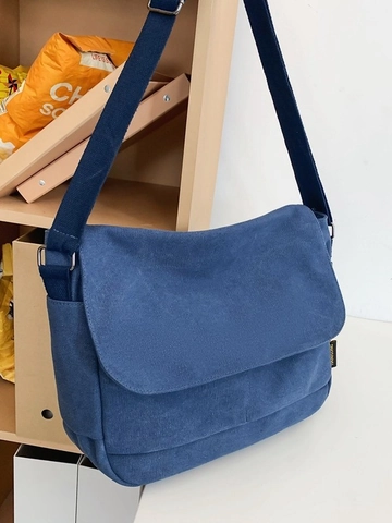 Große Kapazität Canvas Kuriertasche Für Herren Damen Einfarbig Klappe Umhängetasche Lässig Täglich Schule Pendeln Tasche