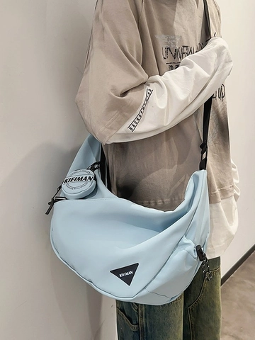 Borsa a Tracolla da Donna Casual in Nylon Grande Capacità Di Tendenza Borsa Messenger Mezzaluna Con Mini Borsellino Rotondo Streetwear