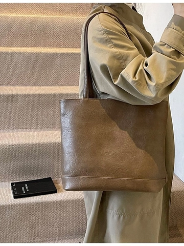 Borsa Tote da Donna in Pelle PU a Grande Capacità Retro Minimalista Sottobraccio a Spalla Zaino Multiuso Borsa a Mano