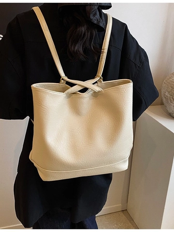 Borsa Tote da Donna in Pelle PU a Grande Capacità Retro Minimalista Sottobraccio a Spalla Zaino Multiuso Borsa a Mano