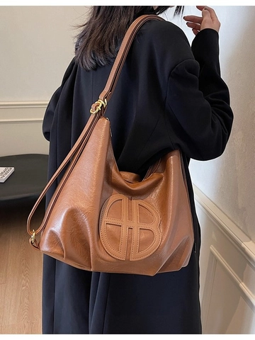 Women Retro Soft PU Leather Large Capacity Tote Bag Circular Embossed Logo Multi-Way Wear Shoulder Crossbody Backpack Casual Commuter Handbag