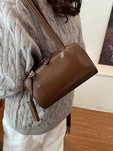 Borsa Sottobraccio Vintage In Pelle PU Lucida Da Donna Retrò A Cuscino Con Mini Pochette Rimovibile Versatile Quotidiana