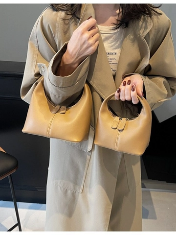 Borsa a Mano Minimalista in Pelle PU da Donna Moda Tinta Unita Cuciture Doppia Cerniera Borsa a Secchiello Tote Bag Quotidiana