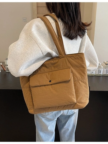 Bolso Tote de Lona de Gran Capacidad para Mujer Acolchado Bloque de Color Bolso de Hombro Casual Diario Escuela