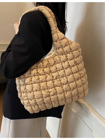 Bolso Tote Acolchado de Gran Capacidad para Mujer Bolso de Hombro de Nube a Cuadros de Moda Bolso de Mano Ligero Casual