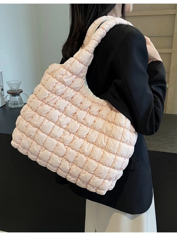Bolso Tote Acolchado de Gran Capacidad para Mujer Bolso de Hombro de Nube a Cuadros de Moda Bolso de Mano Ligero Casual