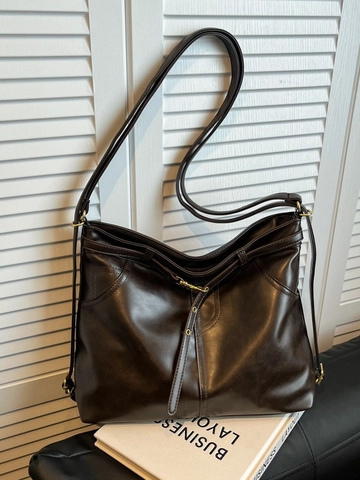 Vintage PU Leder Einkaufstasche Große Kapazität Für Damen Retro Weich Hobo Schultertasche Rucksack Pendlertasche