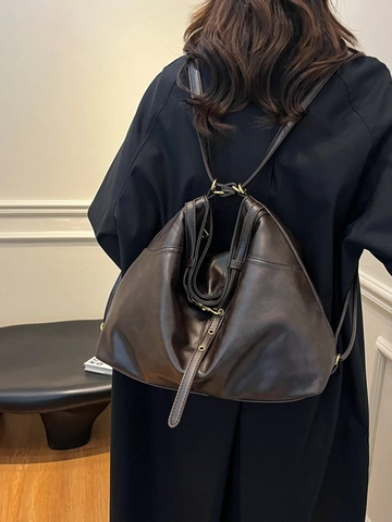 Vintage PU Leder Einkaufstasche Große Kapazität Für Damen Retro Weich Hobo Schultertasche Rucksack Pendlertasche