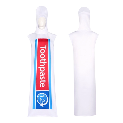 Grappig Tandenborstel En Tandpasta Cosplay Kostuum Voor Volwassenen Halloween Feest Humoristische Koppel Outfit Polyester Podiumkleding